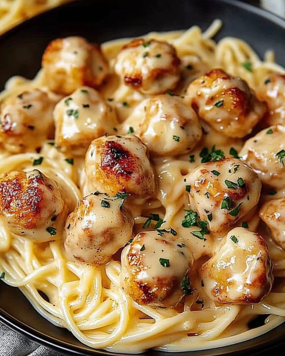 Garlic Butter Chicken Bites with Creamy Parmesan Pasta