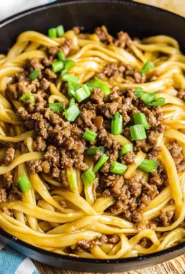 Ground Beef Mongolian Noodles