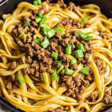 Ground Beef Mongolian Noodles