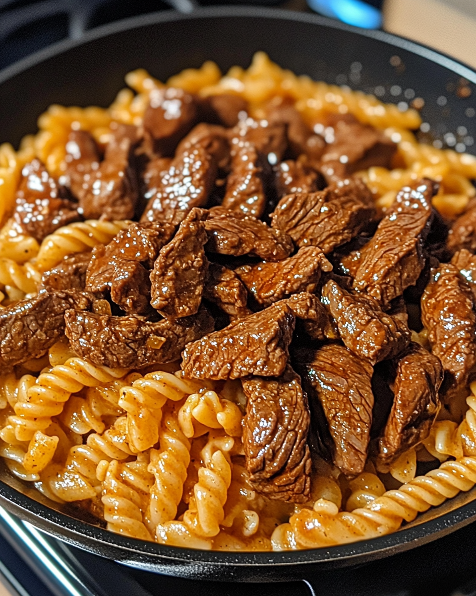 One-Skillet Buffalo Ranch Steak & Pasta