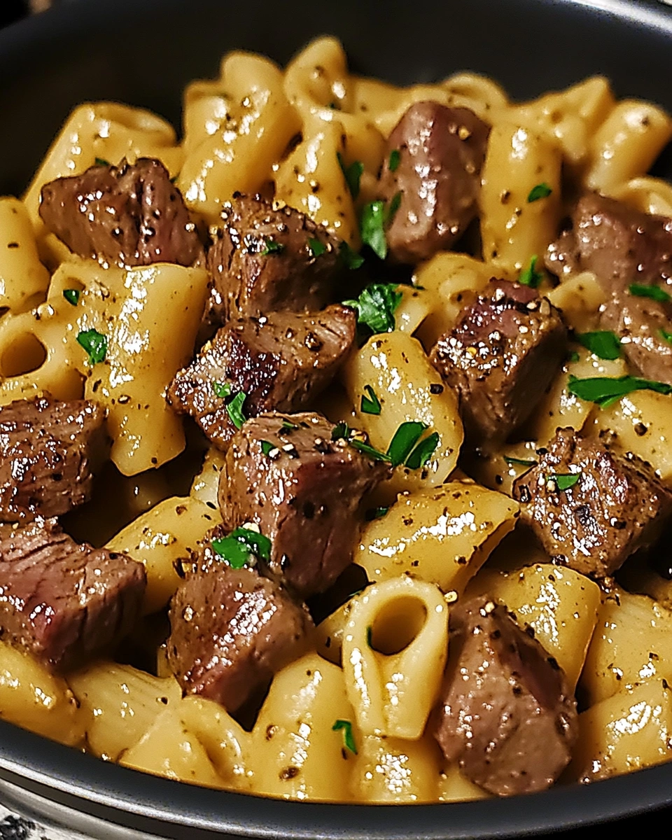 One-Skillet Creamy Cajun Garlic Steak Bites Pasta