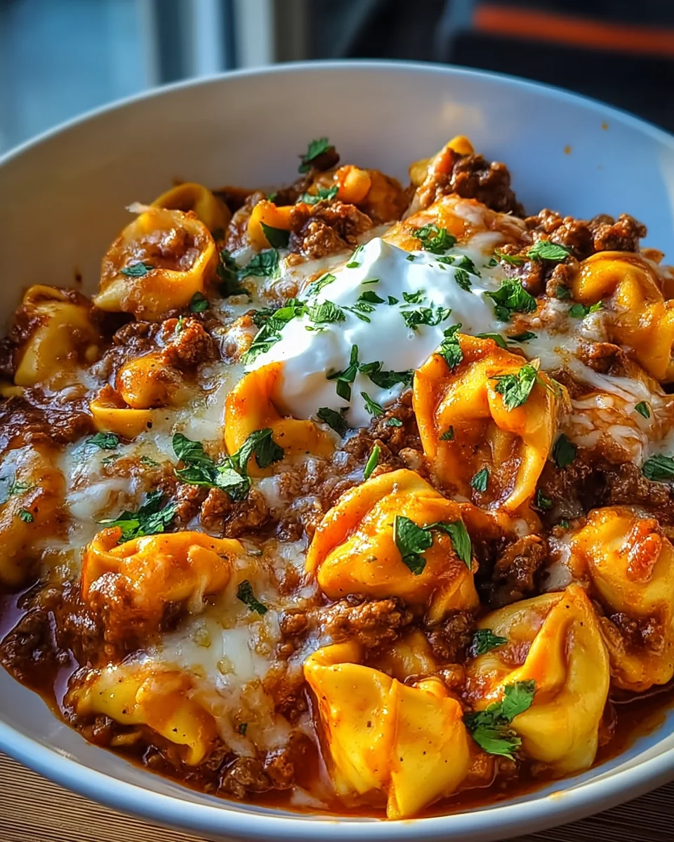 Cheesy Beef Enchilada Tortellini