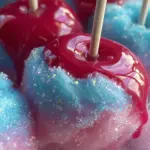 Colorful Candy Apples With Cotton Candy
