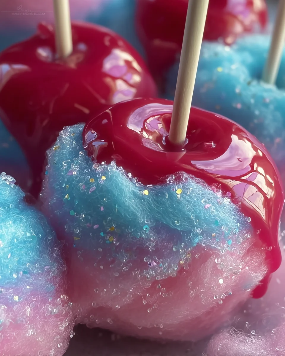 Colorful Candy Apples With Cotton Candy