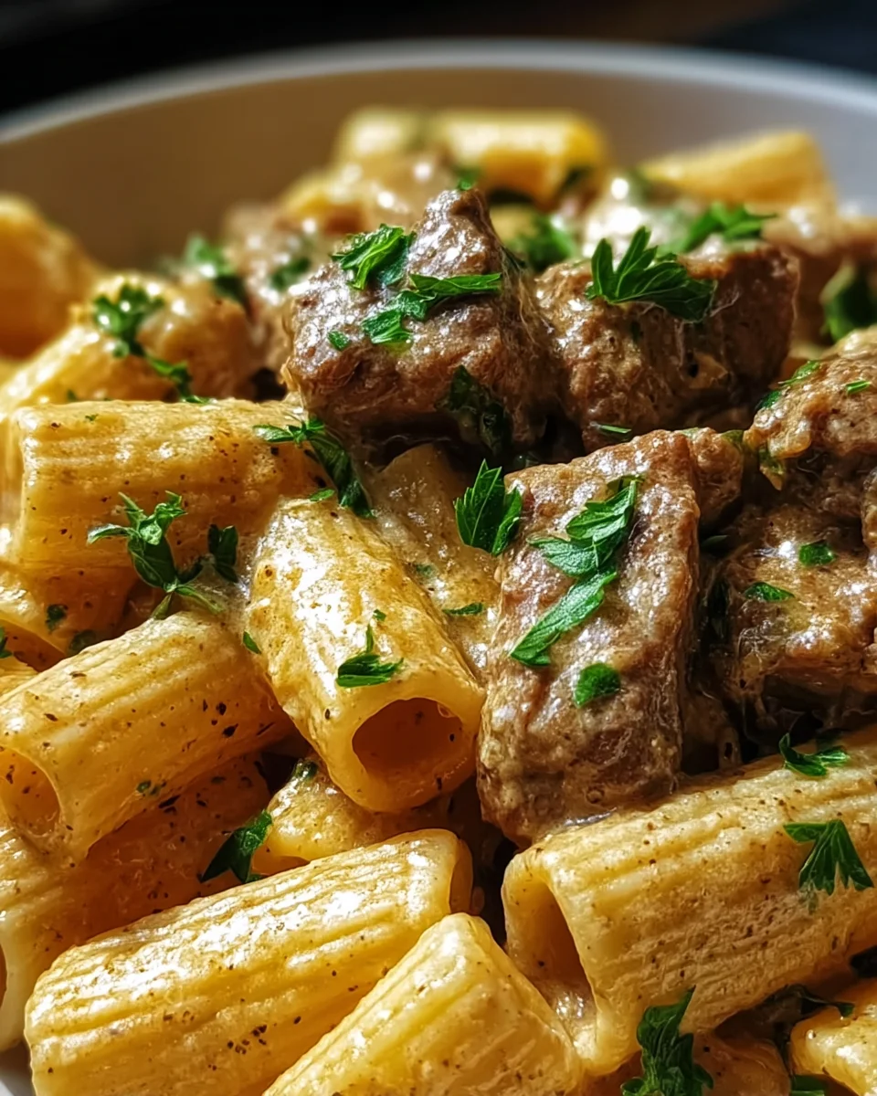 Creamy Parmesan Beef Rigatoni