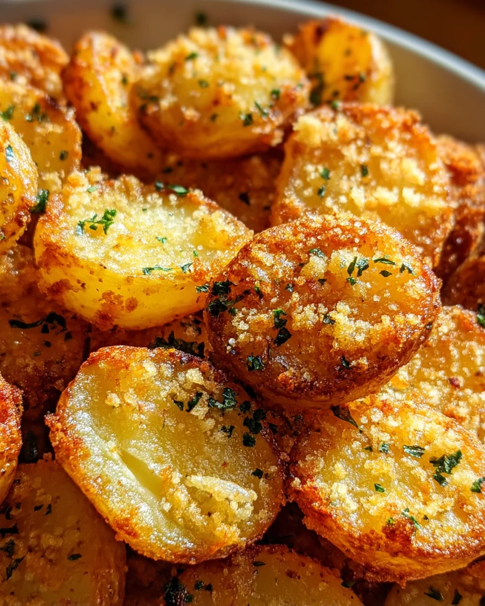 Golden Crispy Parmesan Garlic Potatoes