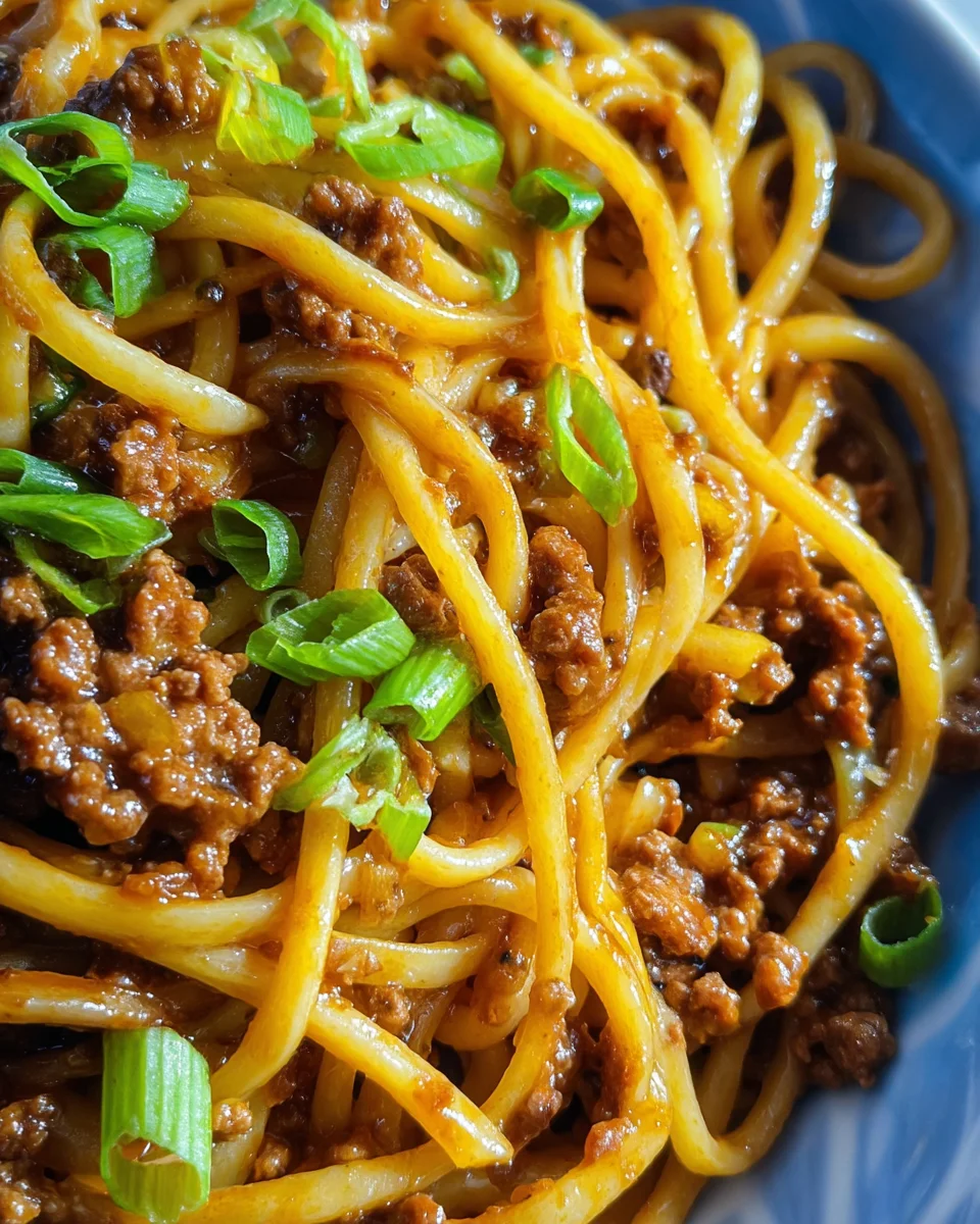 Ground Beef Mongolian Noodles