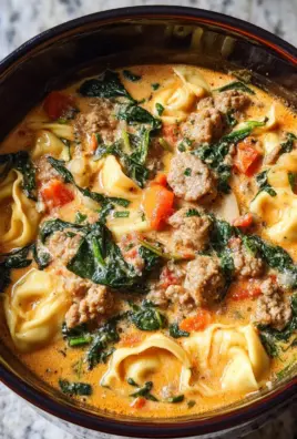 Slow Cooker Creamy Sausage & Tortellini Soup