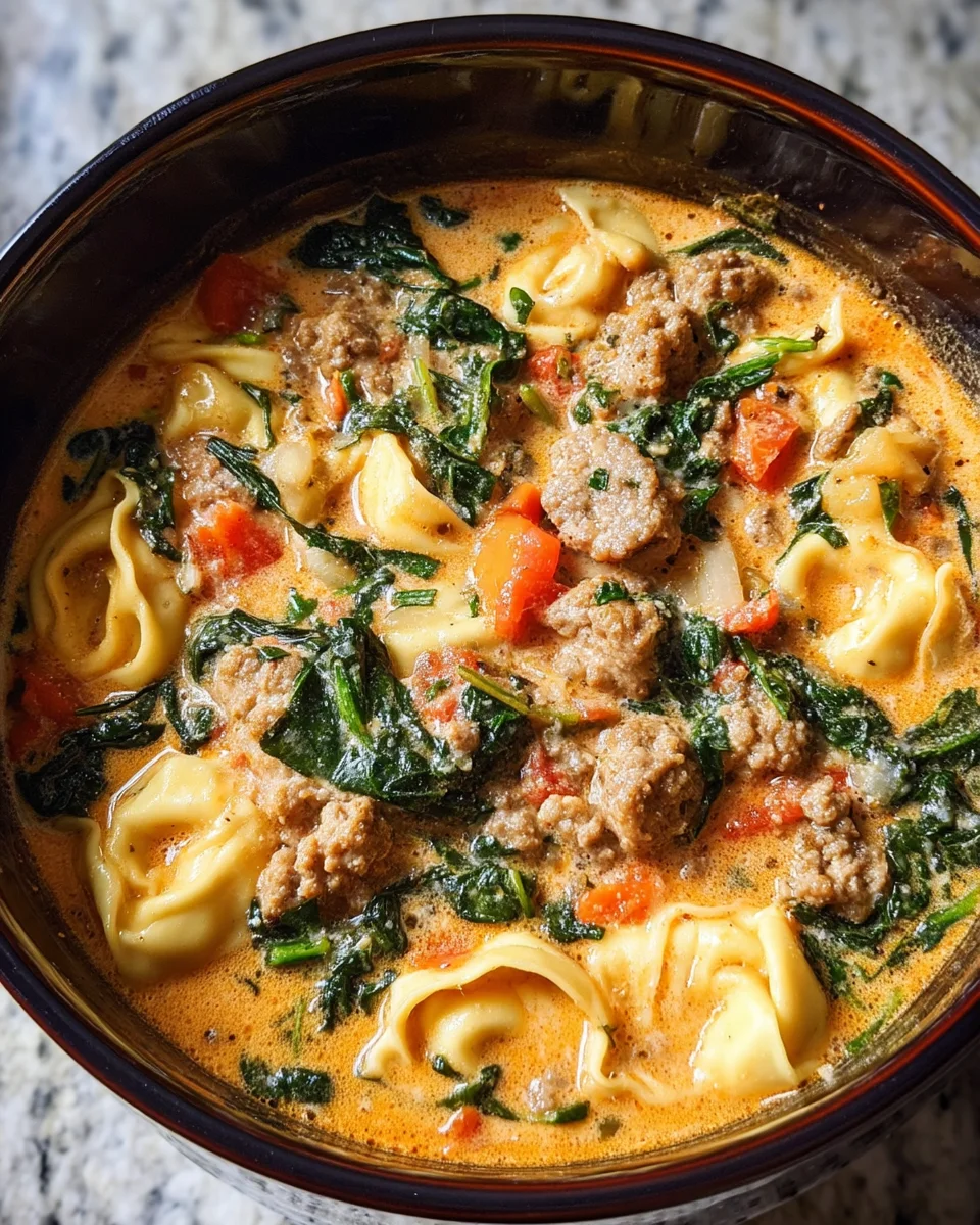 Slow Cooker Creamy Sausage & Tortellini Soup