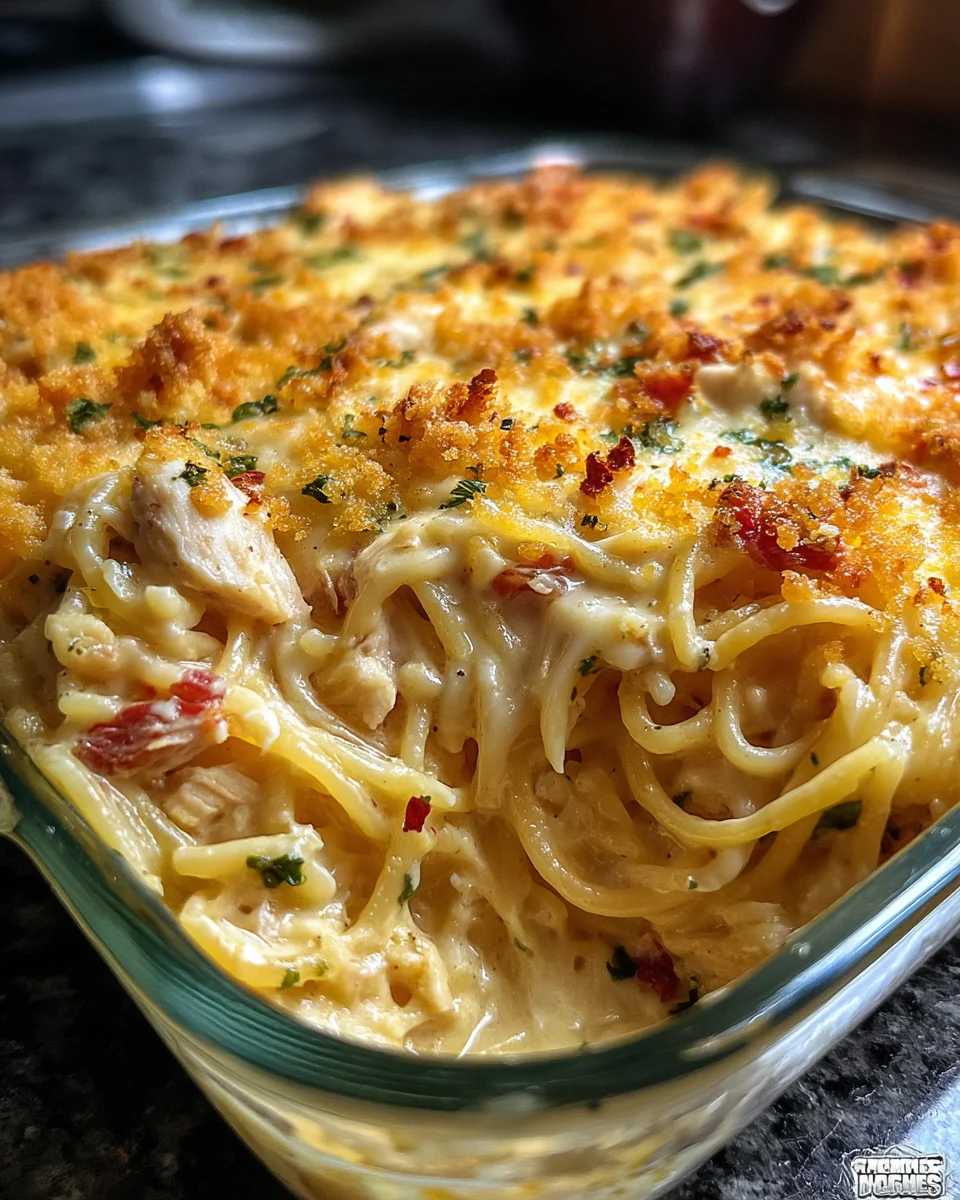 Spicy Southern Cheesy Chicken Spaghetti Casserole