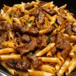 One-Skillet Spicy Honey BBQ Steak Pasta