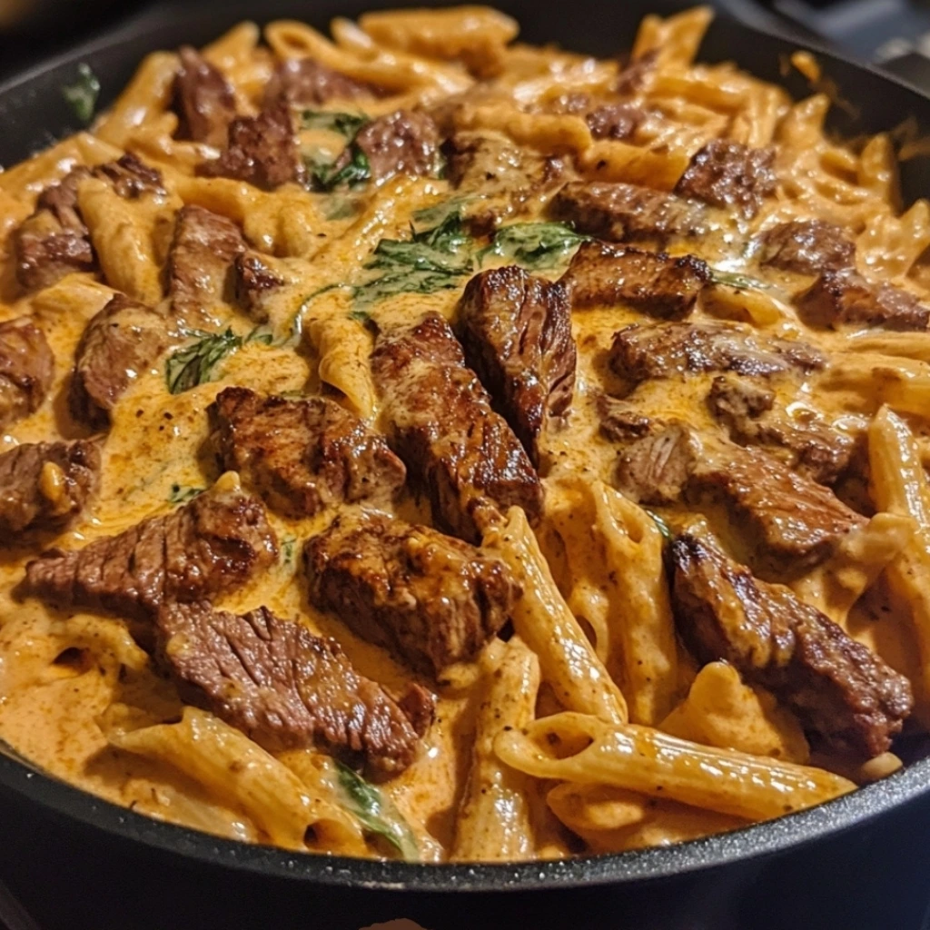 Skillet Creamy Spicy Cajun Steak Cheddar Pasta Recipe 2