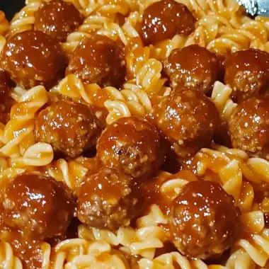 Sweet and Tangy BBQ Meatball Pasta Recipe