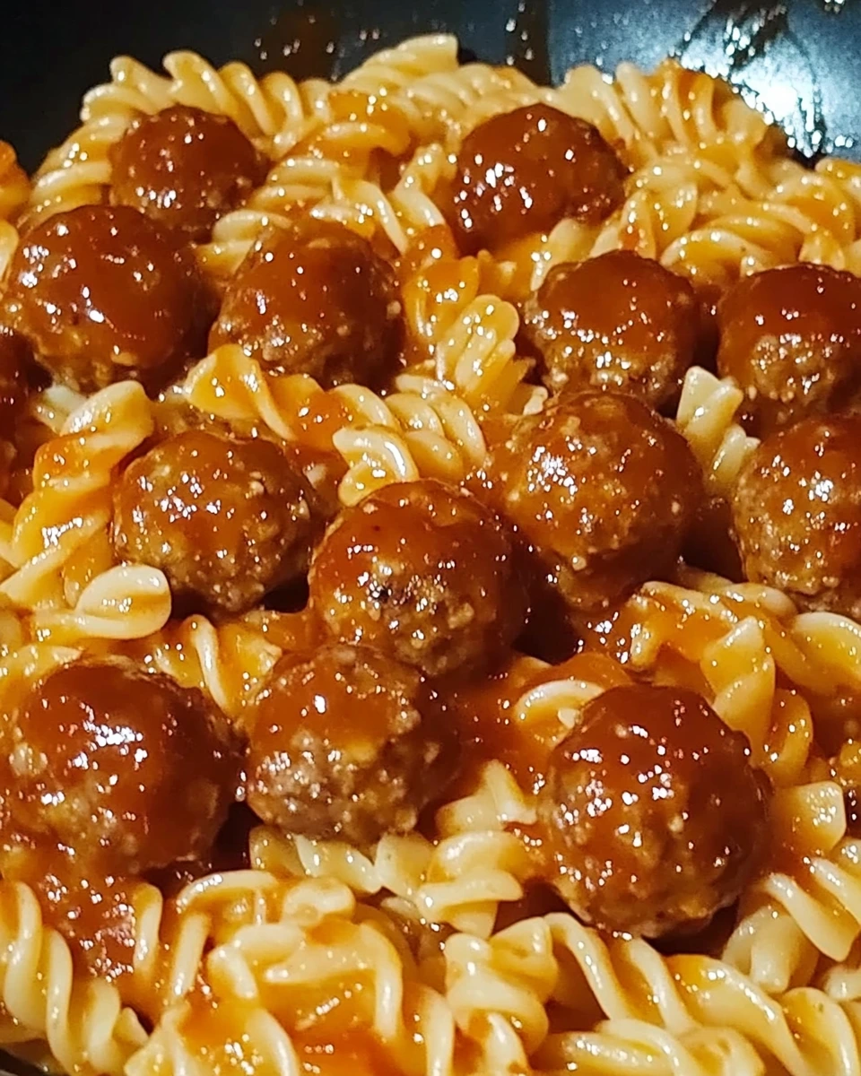 Sweet and Tangy BBQ Meatball Pasta Recipe