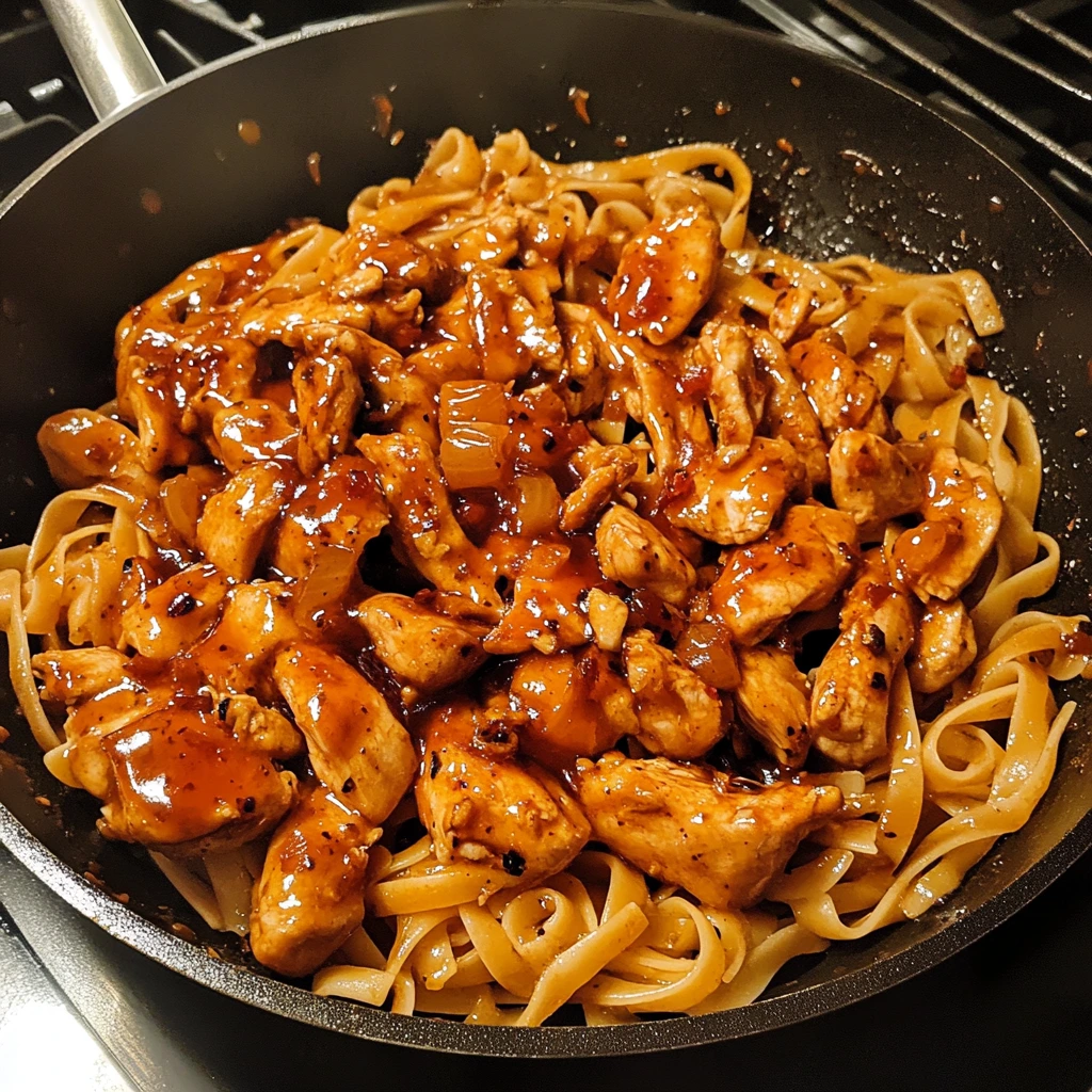 cooking pasta in a skillet