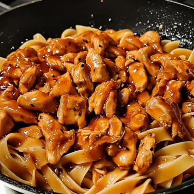 cooking pasta in a skillet