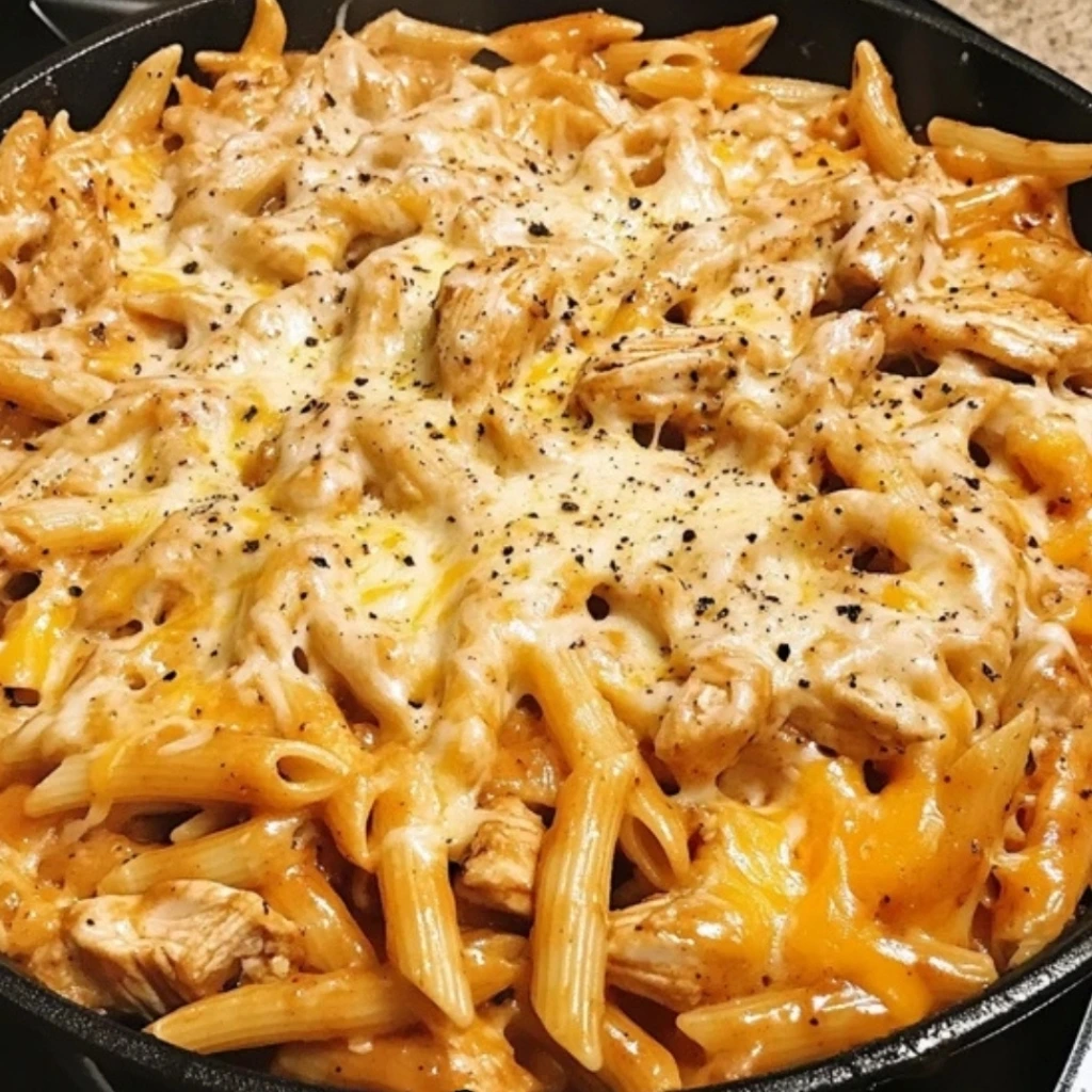 BBQ Chicken Pasta and Cheese Skillet 2