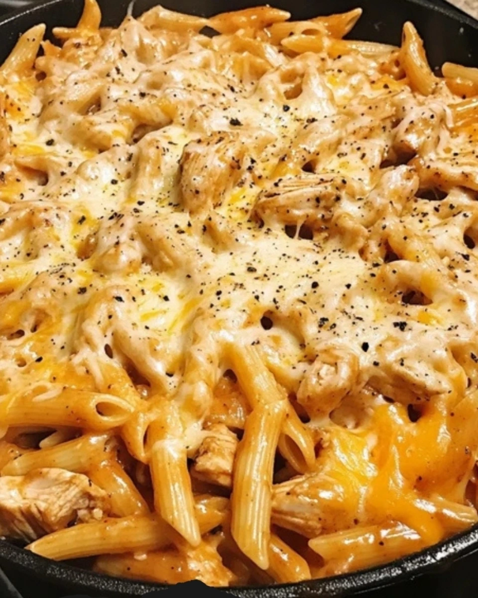 BBQ Chicken Pasta and Cheese Skillet
