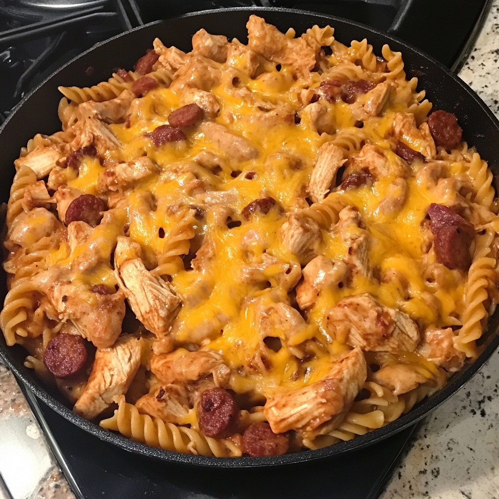 BBQ Ranch Chicken Sausage Pasta Skillet 2