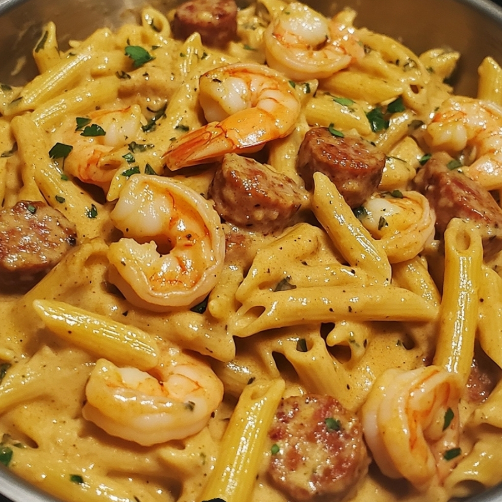 Cajun Creamy Sausage Shrimp One Pot Pasta 2
