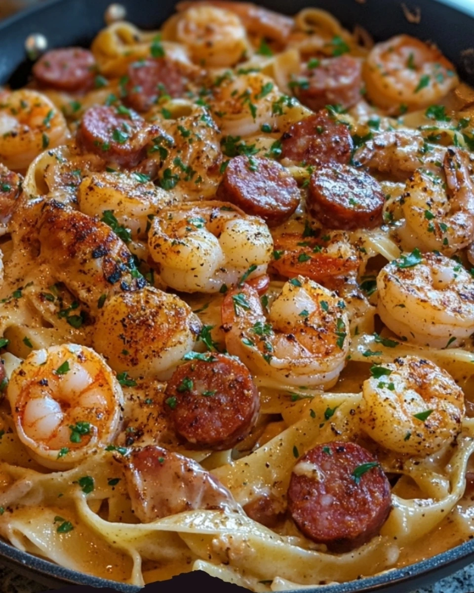 Cajun Shrimp and Sausage Alfredo Pasta