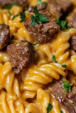 Cheesy Steak Bites and Rotini Pasta