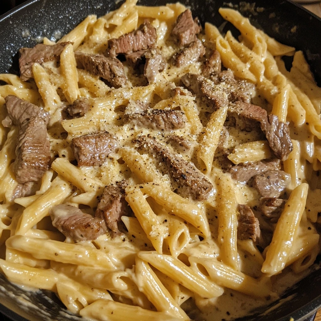 Creamy Sweet Garlic Parmesan Steak Pasta 2