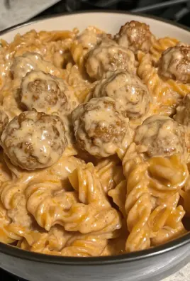 One Pot Creamy Ranch Meatball Pasta