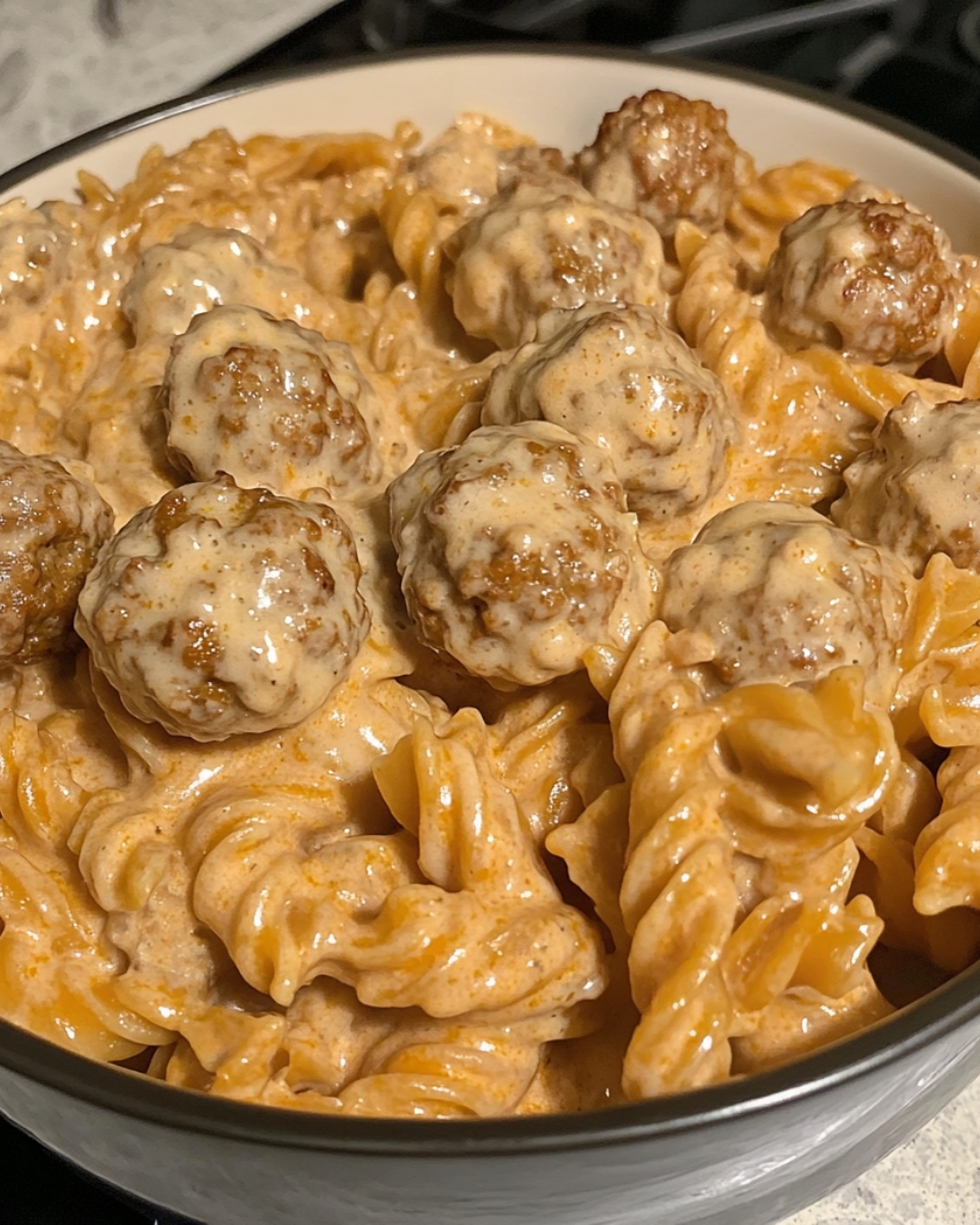 One Pot Creamy Ranch Meatball Pasta