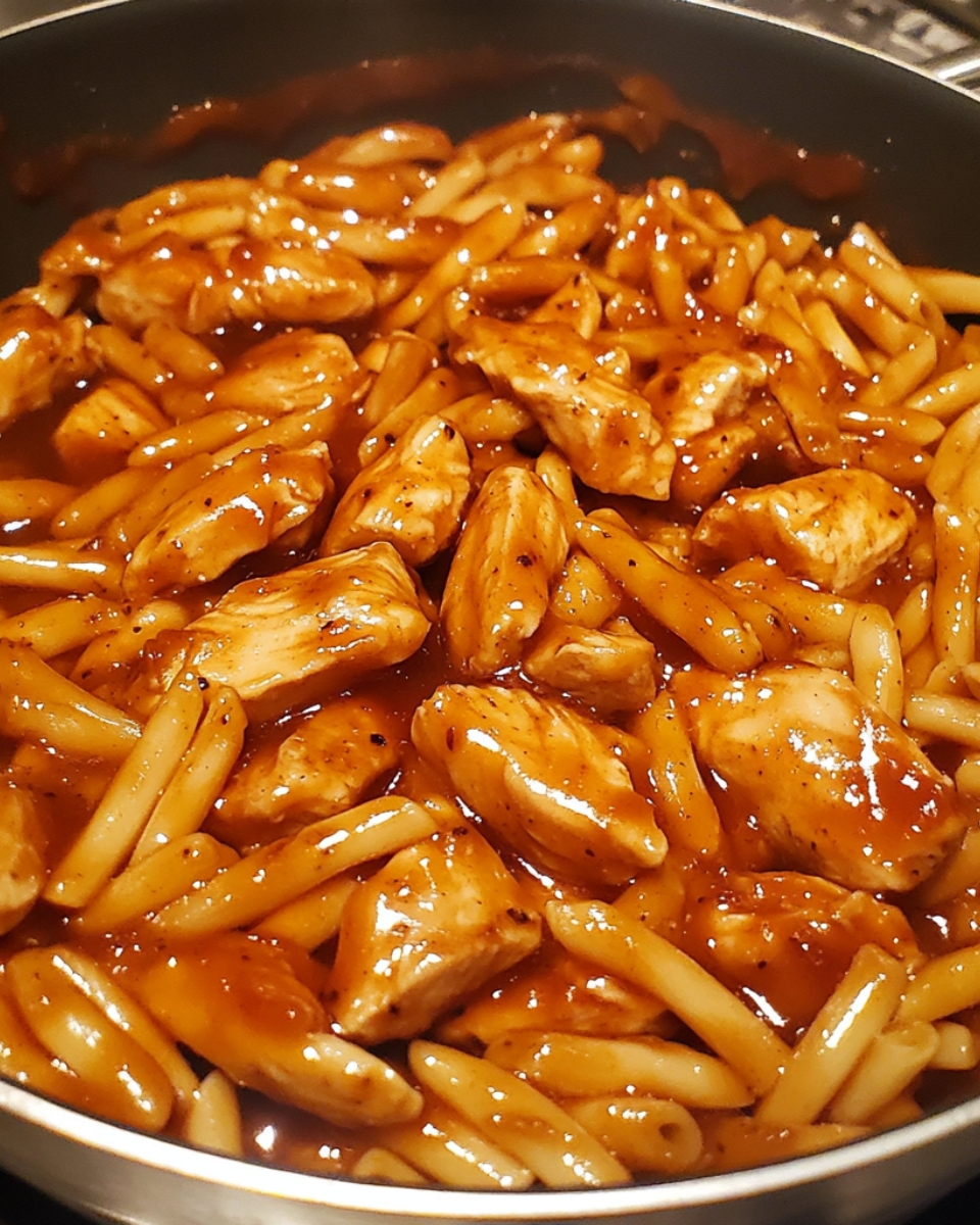 One Pot Sweet Honey Garlic Chicken Pasta