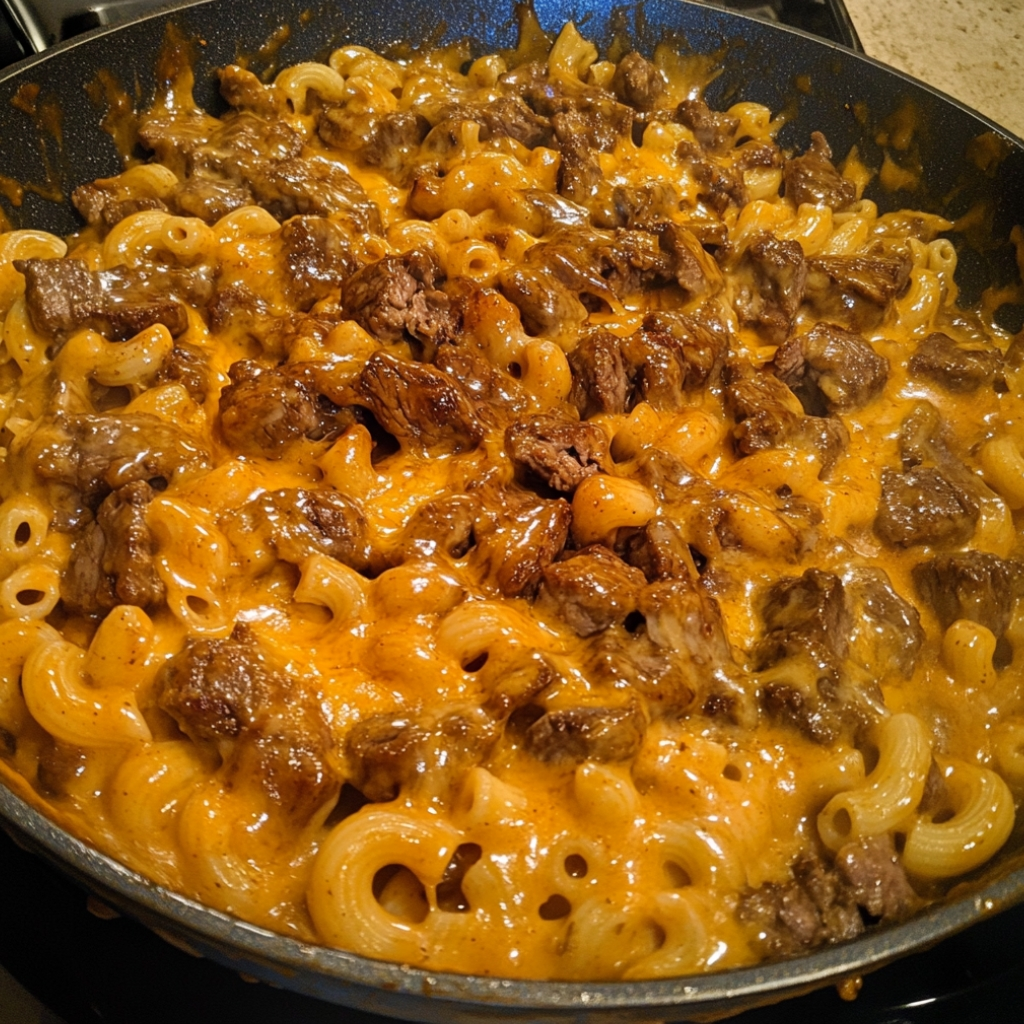 Spicy BBQ Steak Mac Cheese Skillet 2