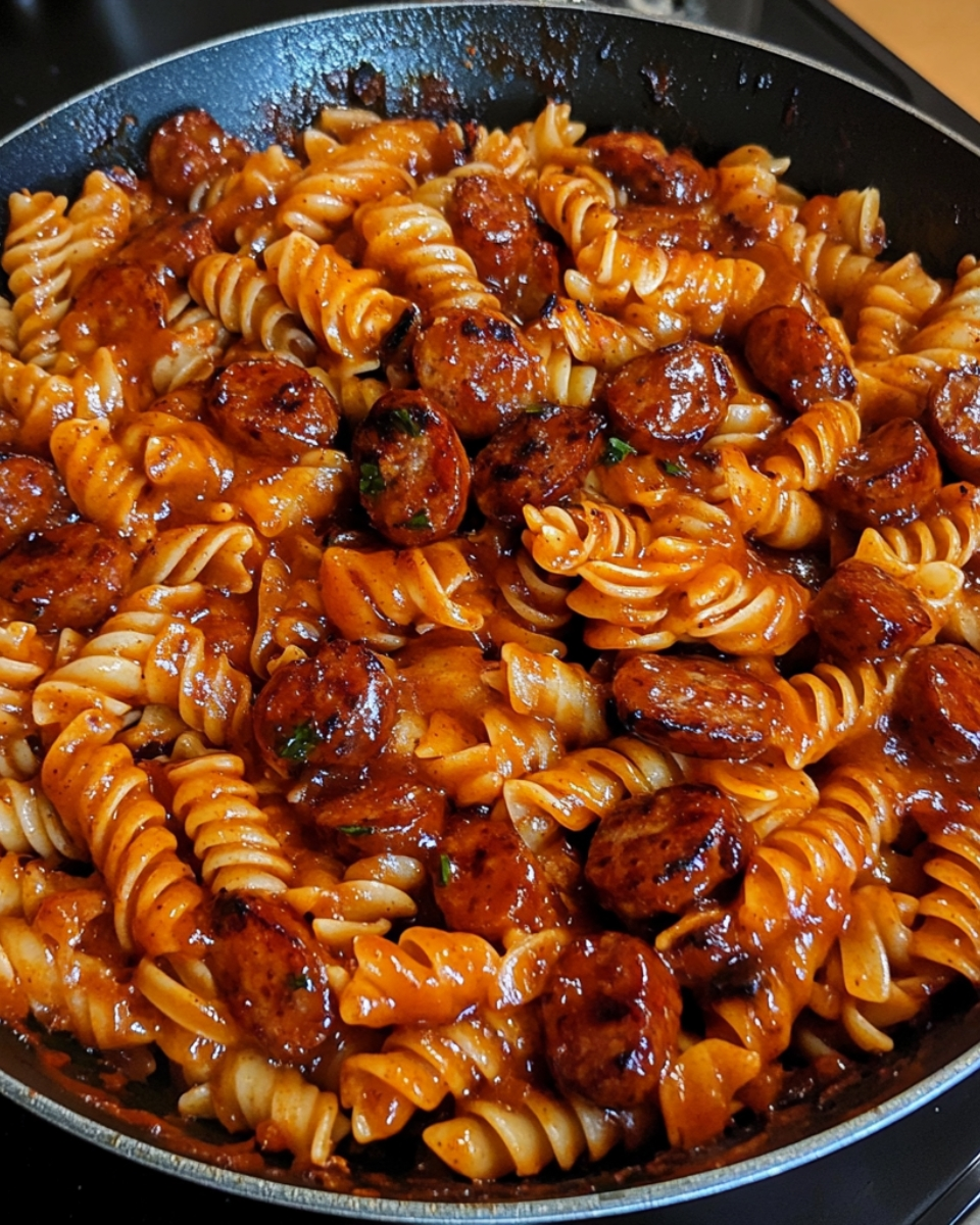 Sweet Chili BBQ Sausage Pasta Skillet