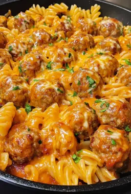BBQ Ranch Meatball Cheddar Pasta Skillet