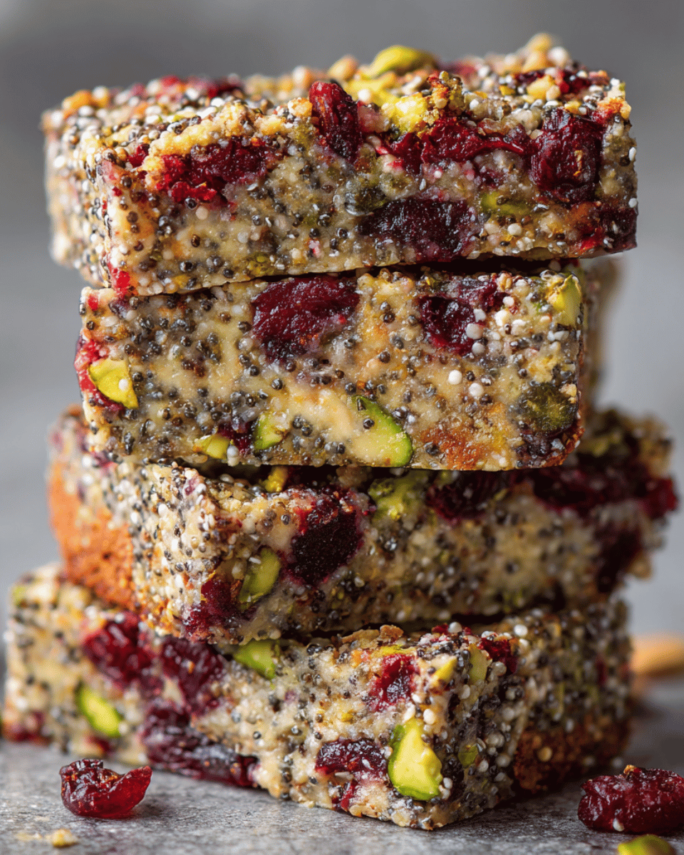Pistachio Cranberry Chia Bars