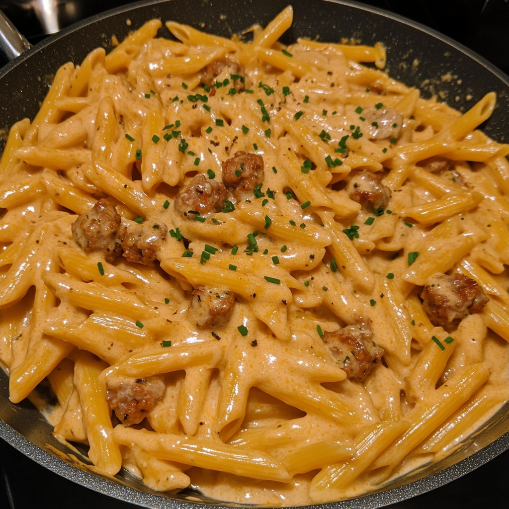 Creamy Buffalo Ranch Sausage Penne 1