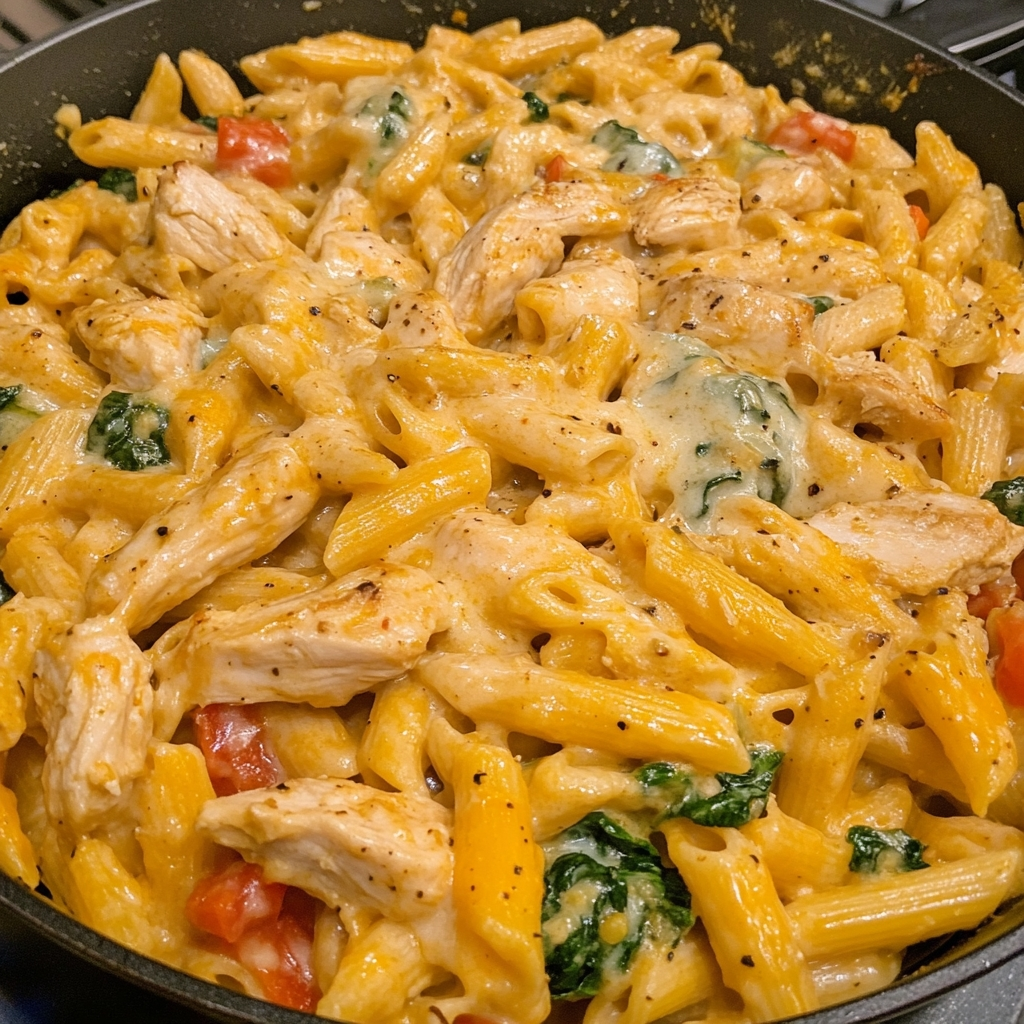 Creamy Cheddar Cajun Ranch Chicken Pasta Skillet 1