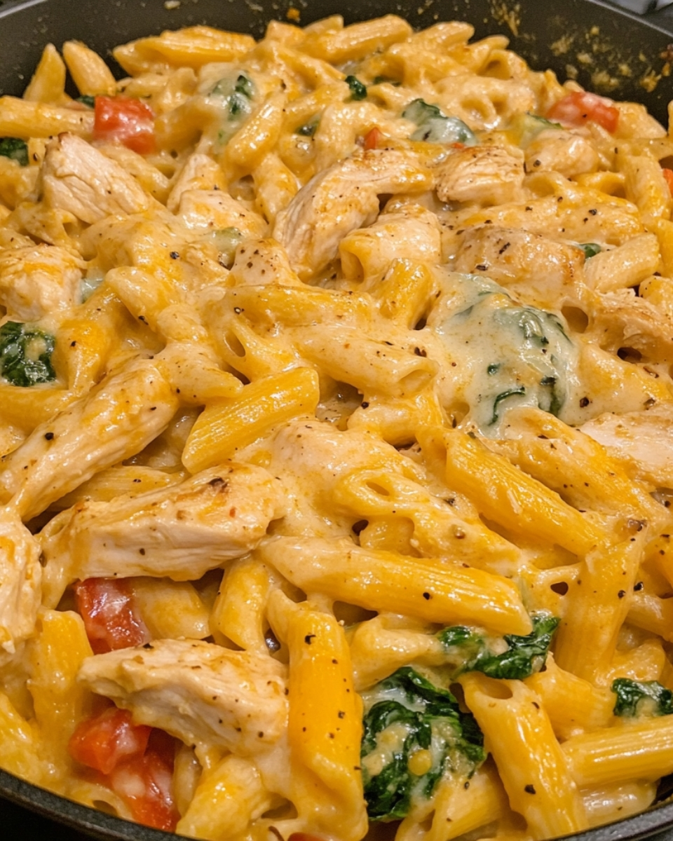 Creamy Cheddar Cajun Ranch Chicken Pasta Skillet 2