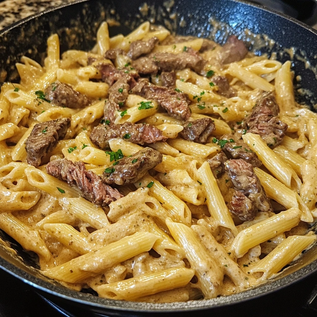 Creamy Ranch Garlic Steak Pasta Skillet 1