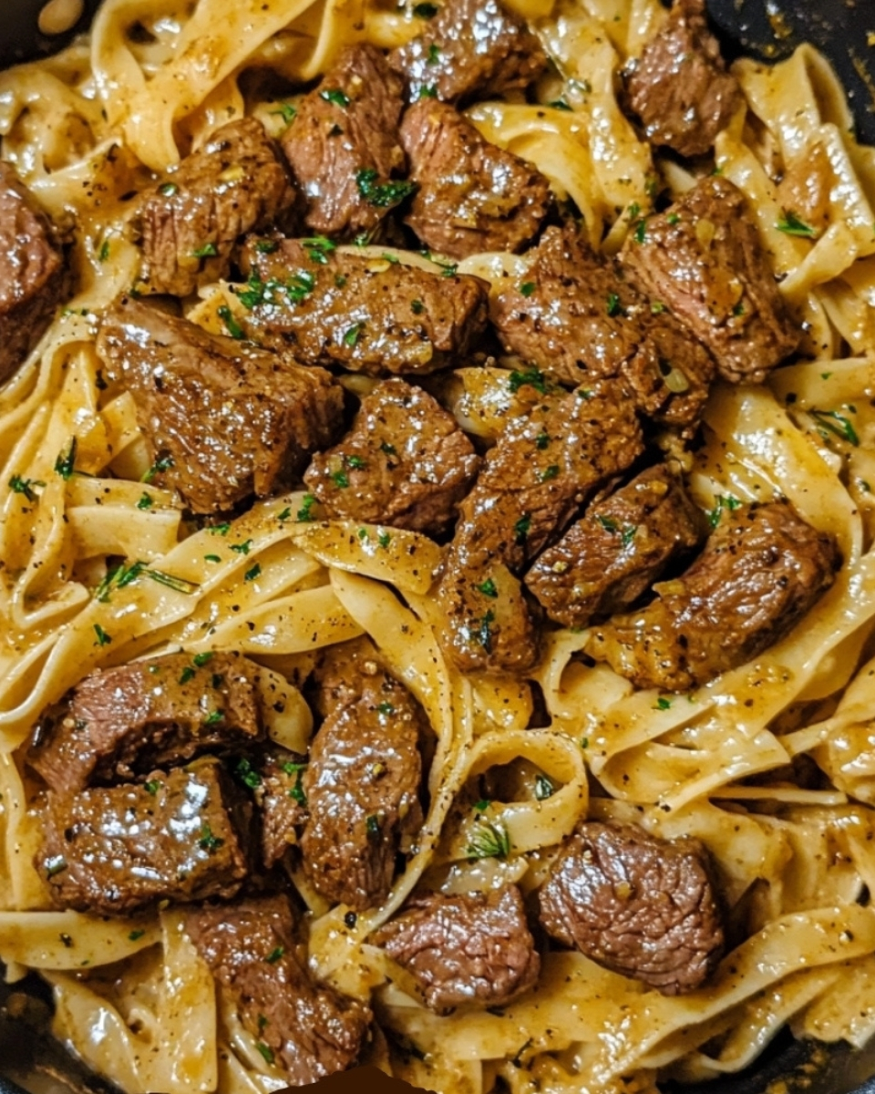 One Pan Creamy Cajun Honey Garlic Steak Pasta
