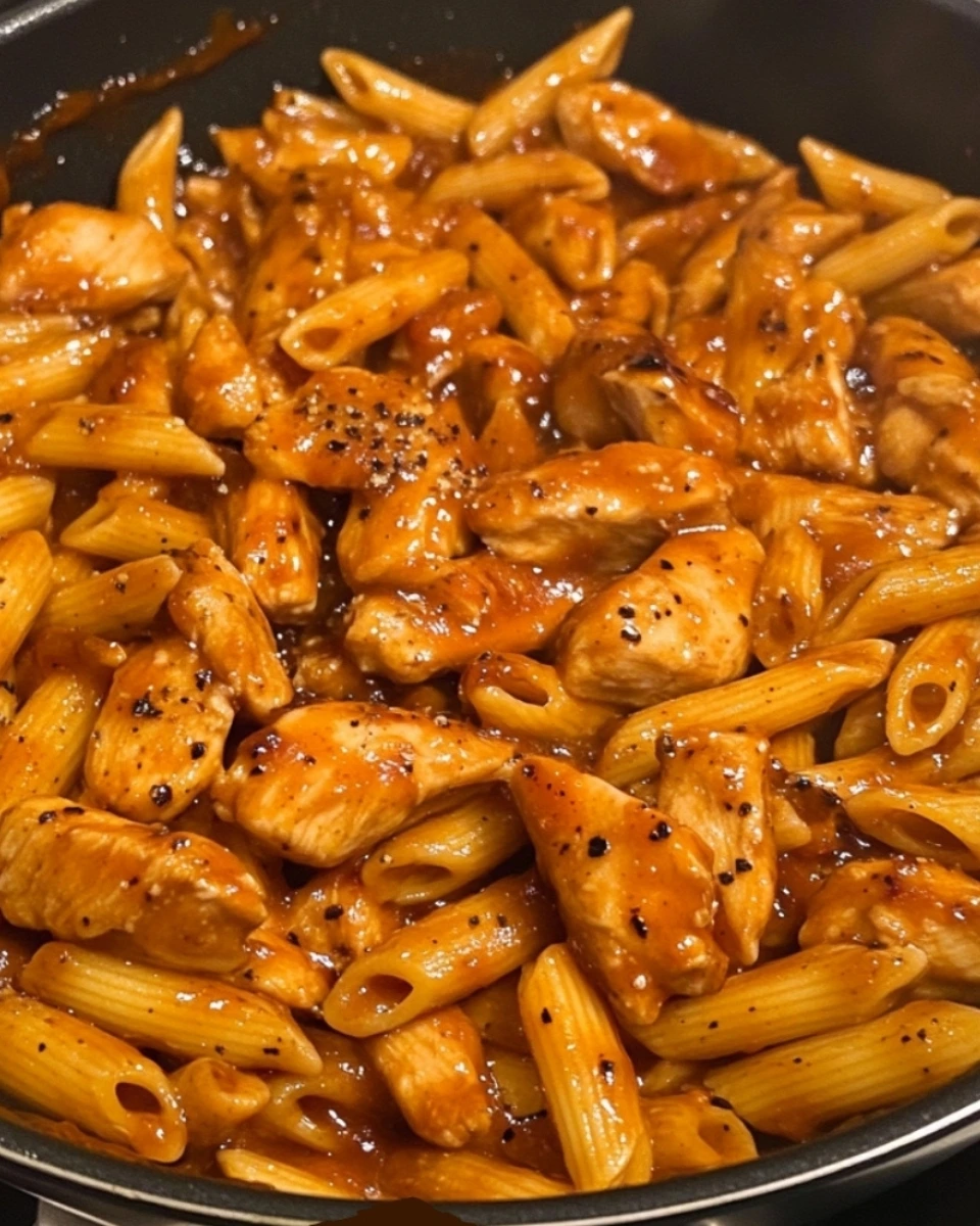 One Pan Tangy Honey BBQ Chicken Penne