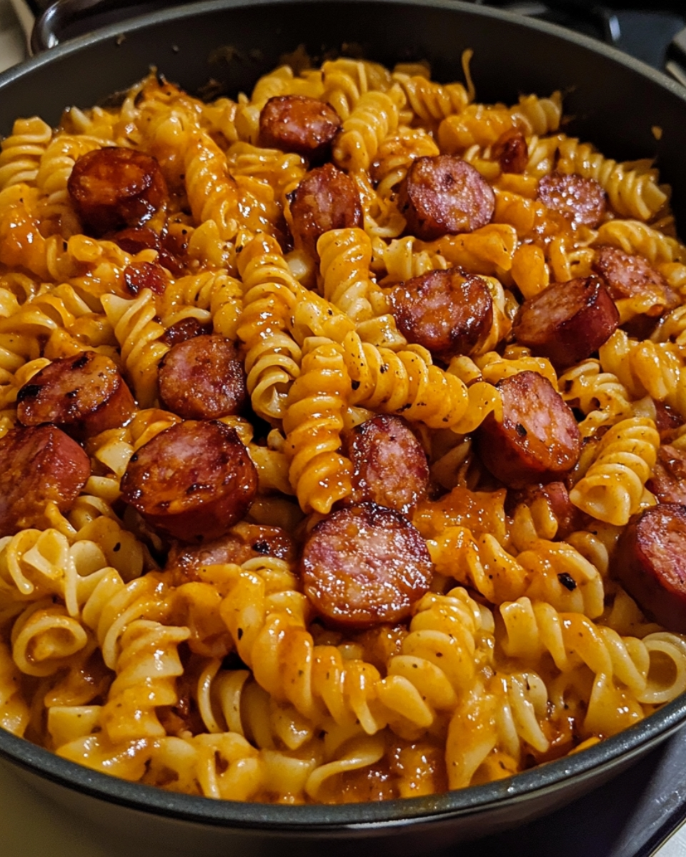 One Pot Sweet Chili BBQ Sausage Pasta