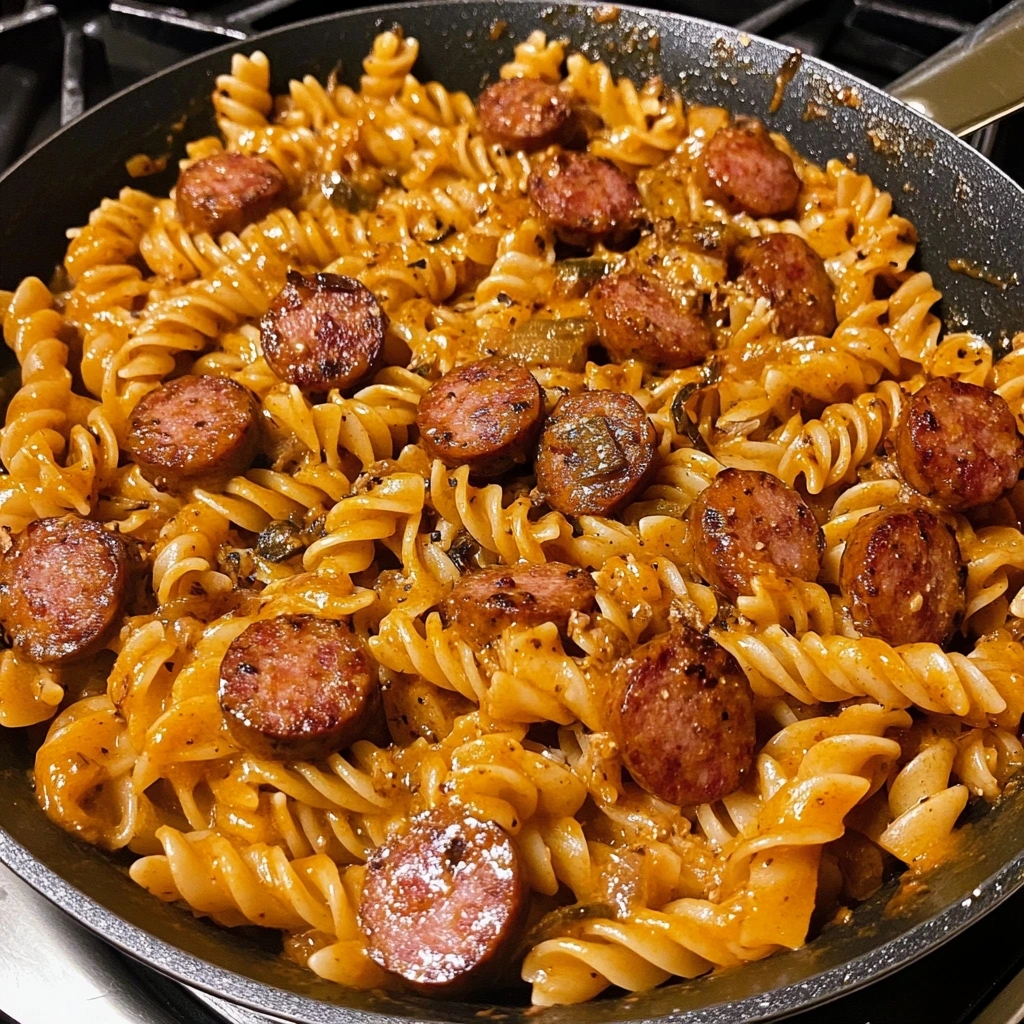One Skillet Smoky Cajun Sausage Pasta 3