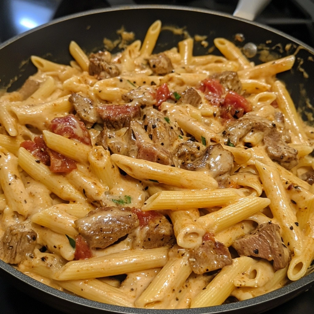 Skillet Creamy Spicy Cajun Steak Penne 1