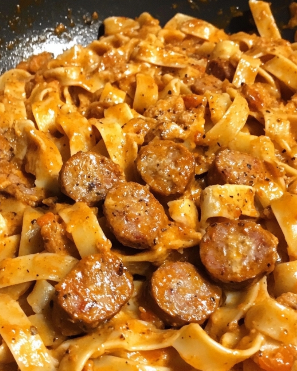 Spicy Cajun Garlic Butter Sausage Pasta