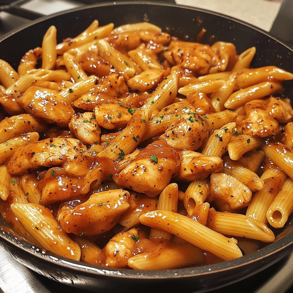 Sticky Garlic Butter BBQ Chicken Penne 1