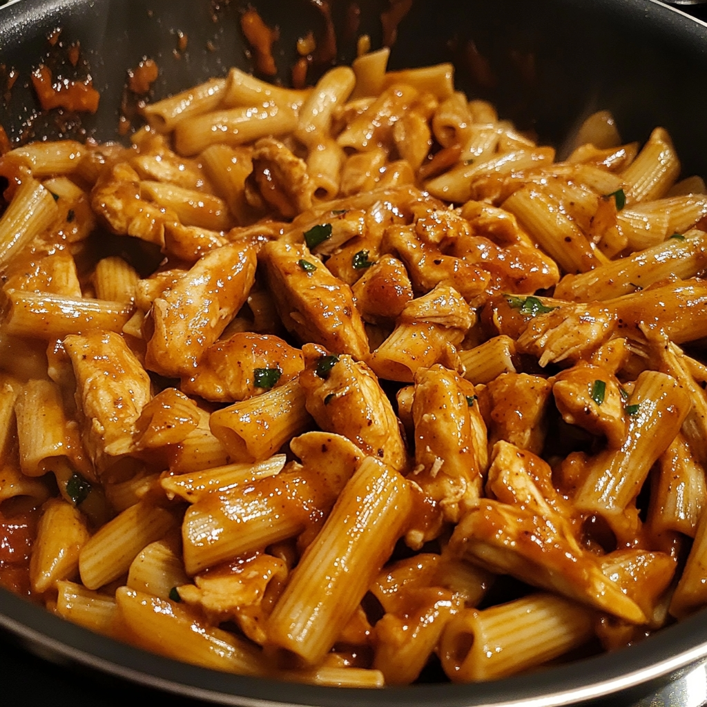 Sticky Sweet Chili BBQ Chicken Pasta 1