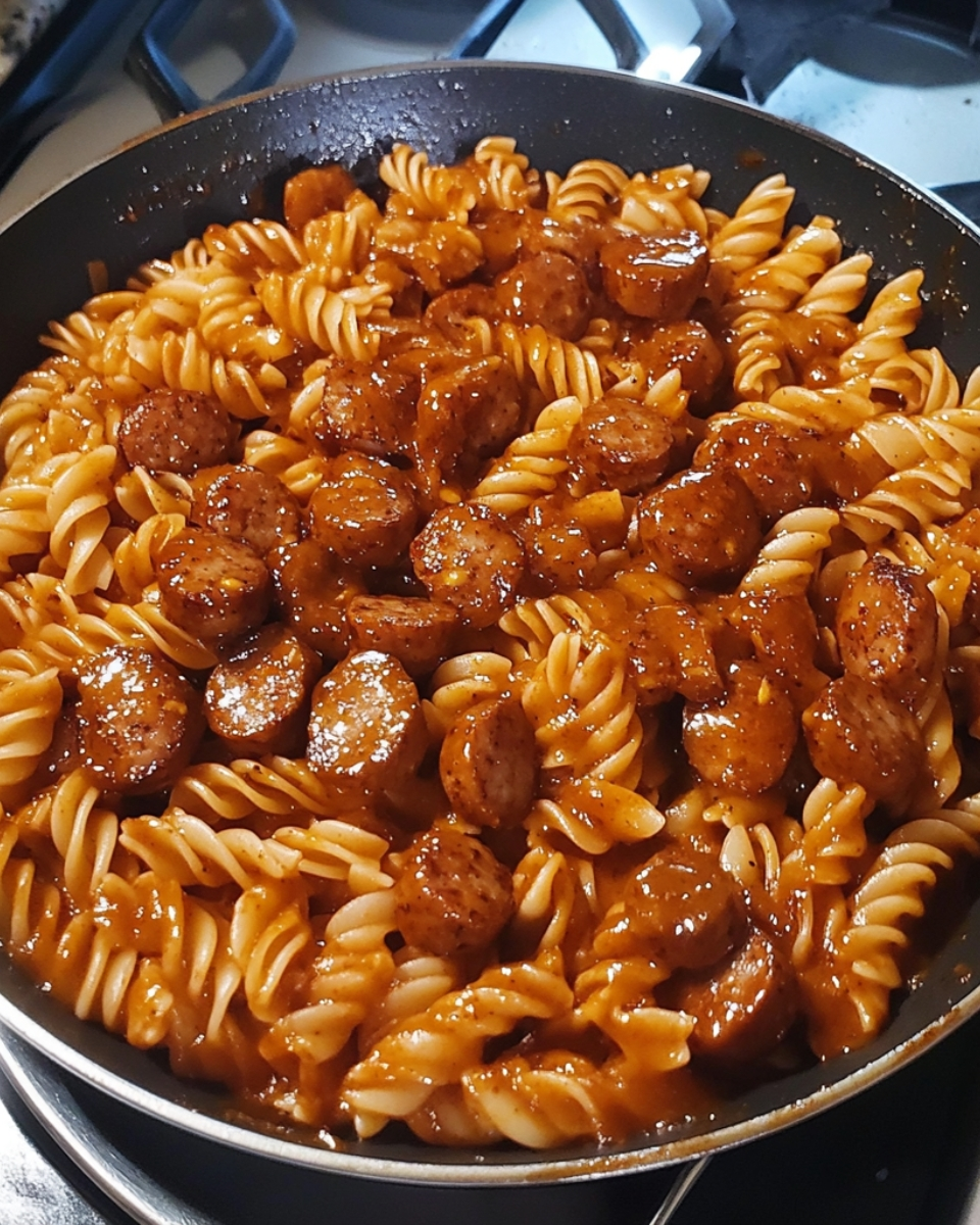 Sticky Sweet Chili Garlic Sausage Pasta 2